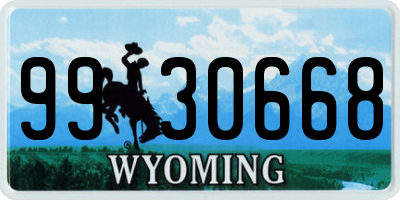 WY license plate 9930668