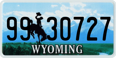 WY license plate 9930727