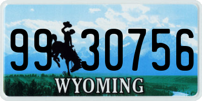 WY license plate 9930756