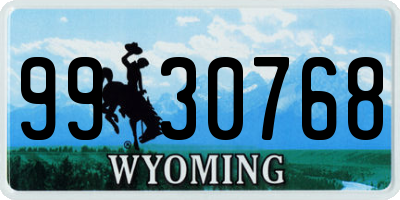 WY license plate 9930768