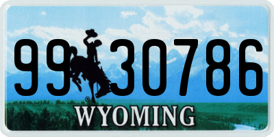 WY license plate 9930786