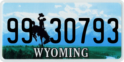 WY license plate 9930793