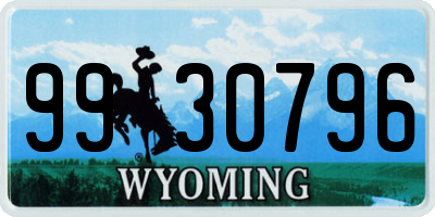 WY license plate 9930796