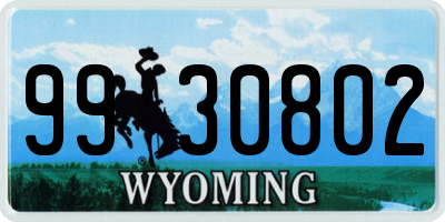 WY license plate 9930802