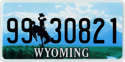 WY license plate 9930821