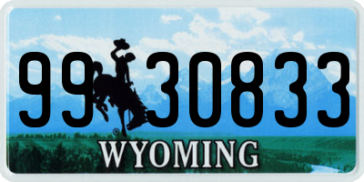 WY license plate 9930833