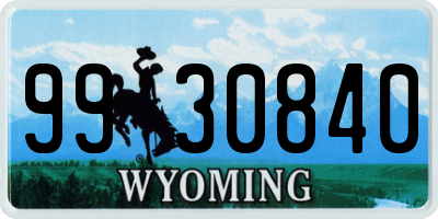 WY license plate 9930840