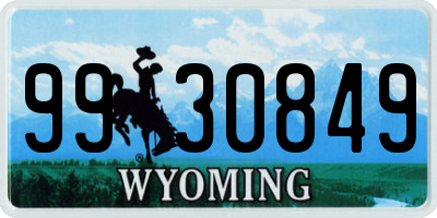 WY license plate 9930849
