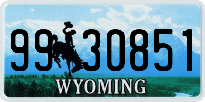 WY license plate 9930851