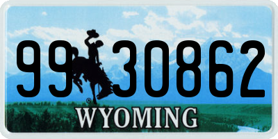 WY license plate 9930862