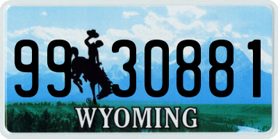 WY license plate 9930881