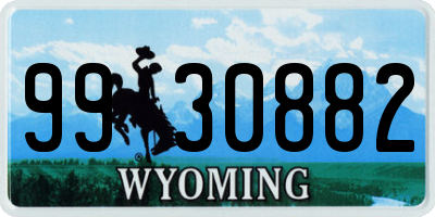 WY license plate 9930882