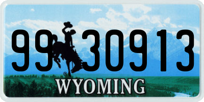 WY license plate 9930913