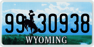 WY license plate 9930938