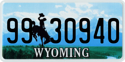 WY license plate 9930940