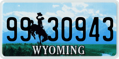 WY license plate 9930943
