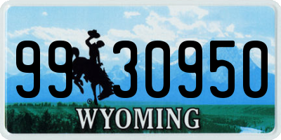 WY license plate 9930950