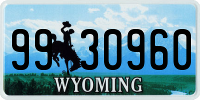 WY license plate 9930960