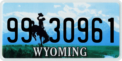WY license plate 9930961