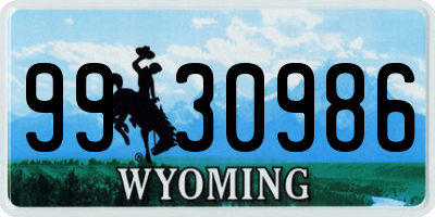 WY license plate 9930986