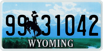 WY license plate 9931042