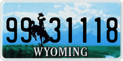 WY license plate 9931118
