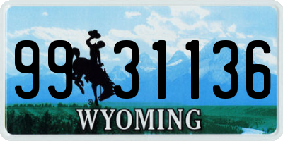 WY license plate 9931136