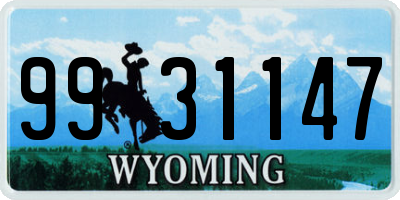 WY license plate 9931147