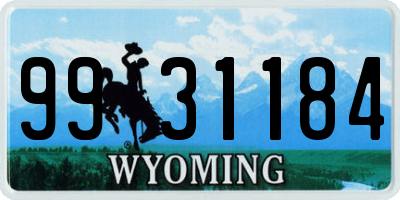 WY license plate 9931184
