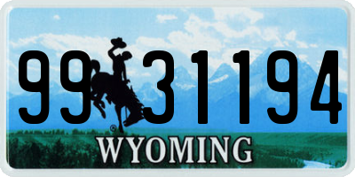 WY license plate 9931194