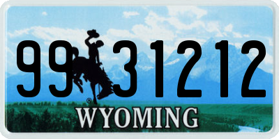 WY license plate 9931212