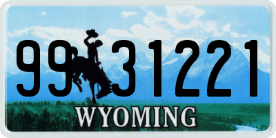 WY license plate 9931221