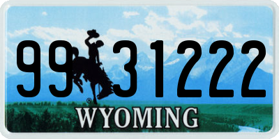 WY license plate 9931222