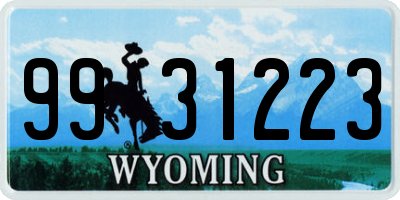 WY license plate 9931223