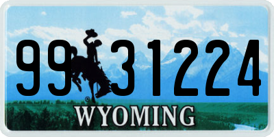 WY license plate 9931224