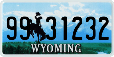 WY license plate 9931232