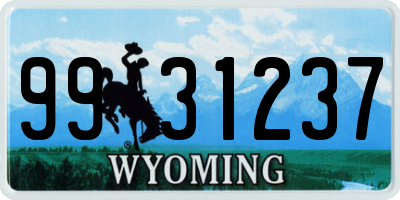 WY license plate 9931237