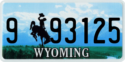 WY license plate 993125