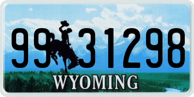 WY license plate 9931298