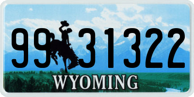 WY license plate 9931322