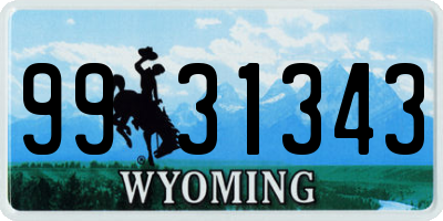 WY license plate 9931343