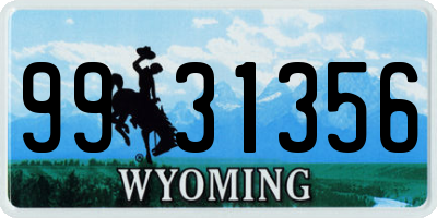 WY license plate 9931356