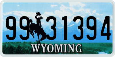 WY license plate 9931394