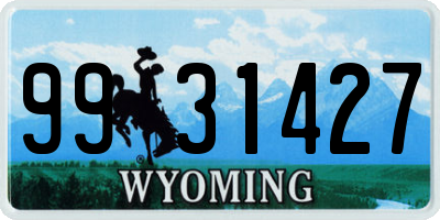 WY license plate 9931427