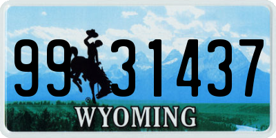 WY license plate 9931437