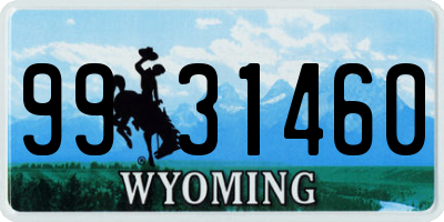 WY license plate 9931460