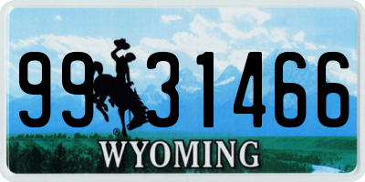 WY license plate 9931466