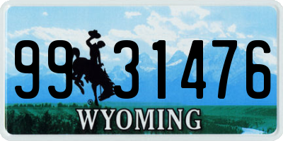 WY license plate 9931476