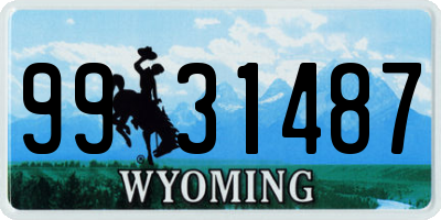 WY license plate 9931487