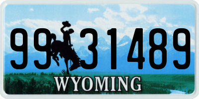 WY license plate 9931489